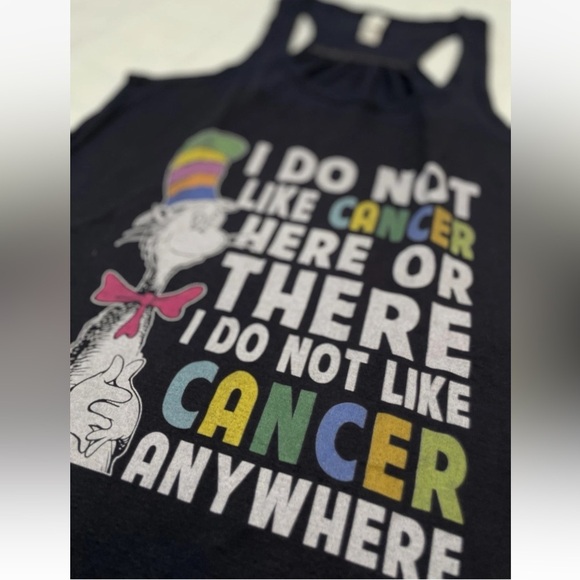 New Dr Seuss Women's Size M Graphic Tank Top  "I Do Not Like Cancer"  NWOT Navy - Picture 12 of 15